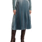 Saia plissada de chiffon metálico Ralph Lauren feminina, azul, tamanho 6
