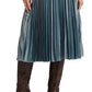 Saia plissada de chiffon metálico Ralph Lauren feminina, azul, tamanho 6