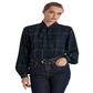 Camisa Ralph Lauren Feminina Xadrez Georgette com Decote em V Azul Tamanho XG