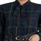 Camisa Ralph Lauren Feminina Xadrez Georgette com Decote em V Azul Tamanho XG