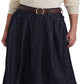 Saia jeans feminina Ralph Lauren com botões frontais, azul, tamanho 14