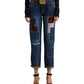 Calça Jeans Ralph Lauren Feminina Patchwork Relaxed Tapered Ankle Jeans Azul Tamanho 12