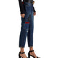 Calça Jeans Ralph Lauren Feminina Patchwork Relaxed Tapered Ankle Jeans Azul Tamanho 12