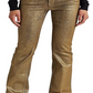 Calça jeans Ralph Lauren feminina, metálica, cano alto, amarela, tamanho 2