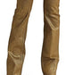 Calça jeans Ralph Lauren feminina, metálica, cano alto, amarela, tamanho 4