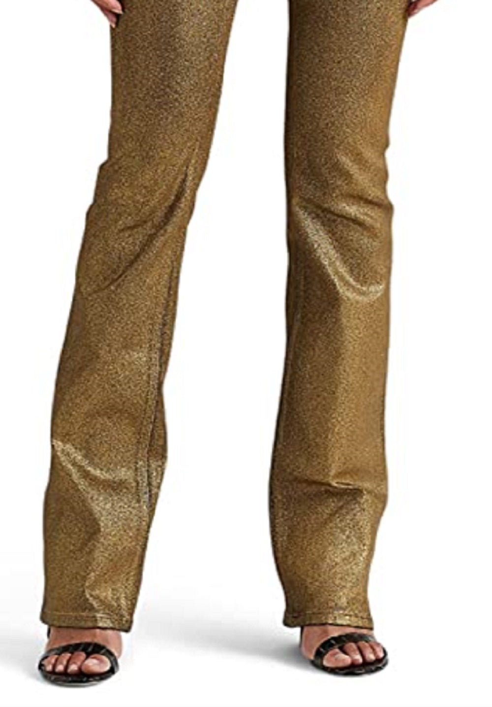 Calça jeans Ralph Lauren feminina, metálica, cano alto, amarela, tamanho 4