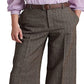 Calça cropped feminina Ralph Lauren com estampa espinha de peixe e perna larga, marrom, tamanho 16