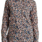 Camisa Ralph Lauren Feminina Floral de Algodão e Voile Marrom Tamanho Grande