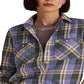 Camisa de sarja xadrez feminina Ralph Lauren, roxa, tamanho pequeno
