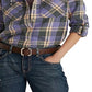 Camisa de sarja xadrez feminina Ralph Lauren, roxa, tamanho pequeno