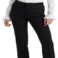 Calça Ralph Lauren Feminina Listrada Lateral de Lã Crepe Preta Tamanho 12