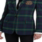 Ralph Lauren Blazer Feminino Xadrez Bullion Twill Verde Tamanho 14