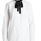 Camisa Ralph Lauren Feminina de Algodão com Gola Amarrada e Tecido Largo, Branca, Tamanho Grande