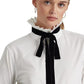 Camisa Ralph Lauren Feminina de Algodão com Gola Amarrada e Tecido Largo, Branca, Tamanho X-G