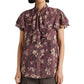 Blusa Ralph Lauren Feminina Floral com Decote em V e Georgette Roxa Tamanho Médio