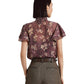 Blusa Ralph Lauren Feminina Floral com Decote em V e Georgette Roxa Tamanho Médio