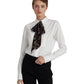 Camisa Ralph Lauren Feminina de Algodão Broadcloth com Alfinetes e Mangas Compridas, Branca, Tamanho Médio