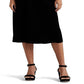 Saia midi de veludo feminina Ralph Lauren, preta, tamanho 8