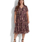 Vestido Ralph Lauren Feminino Floral Crinkle Georgette Roxo Tamanho 18W