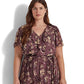 Vestido Ralph Lauren Feminino Floral Crinkle Georgette Roxo Tamanho 18W
