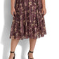 Vestido Ralph Lauren Feminino Floral Crinkle Georgette Roxo Tamanho 18W