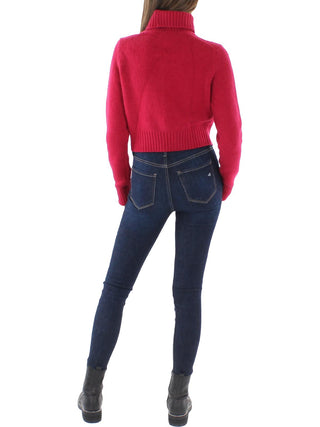 RE/DONE Suéter feminino de lã mista com gola alta slim, vermelho