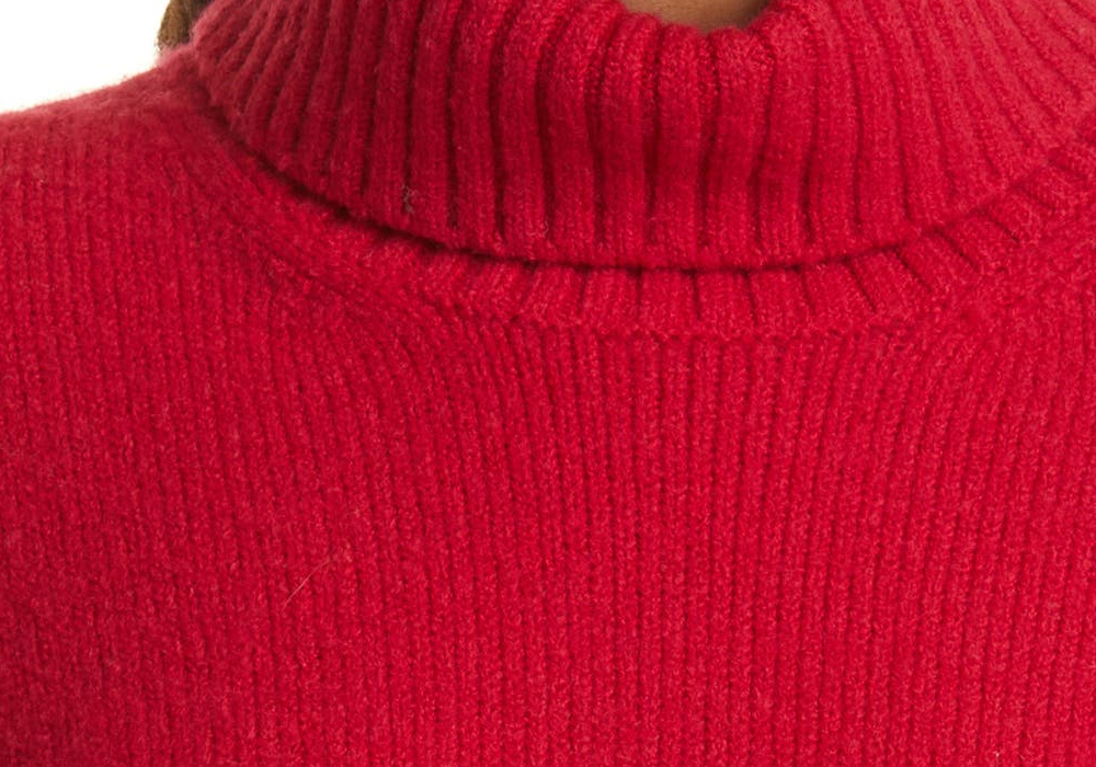 RE/DONE Suéter feminino de lã mista com gola alta slim, vermelho