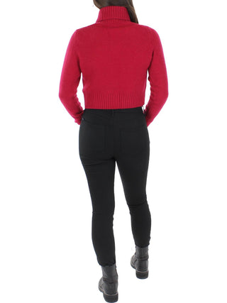 RE/DONE Suéter feminino de lã mista com gola alta slim, vermelho