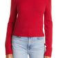 RE/DONE Suéter feminino de lã mista com gola alta slim, vermelho