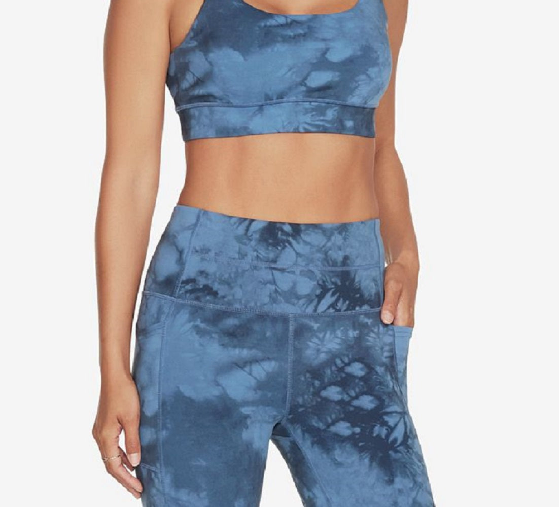 Sutiã esportivo feminino Skechers com alças cruzadas nas costas, azul, tamanho médio