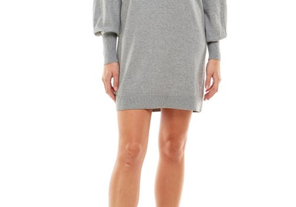 Vestido suéter de gola alta Wayf Morela, cinza mesclado, extrapequeno