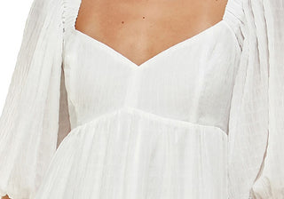 Vestido babydoll Wayf Ripton com mangas bufantes, cor marfim, tamanho extrapequeno