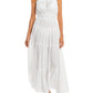 Vestido longo feminino Aqua com camadas, roupa de banho, branco, tamanho médio