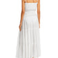 Vestido longo feminino Aqua com camadas, roupa de banho, branco, tamanho médio