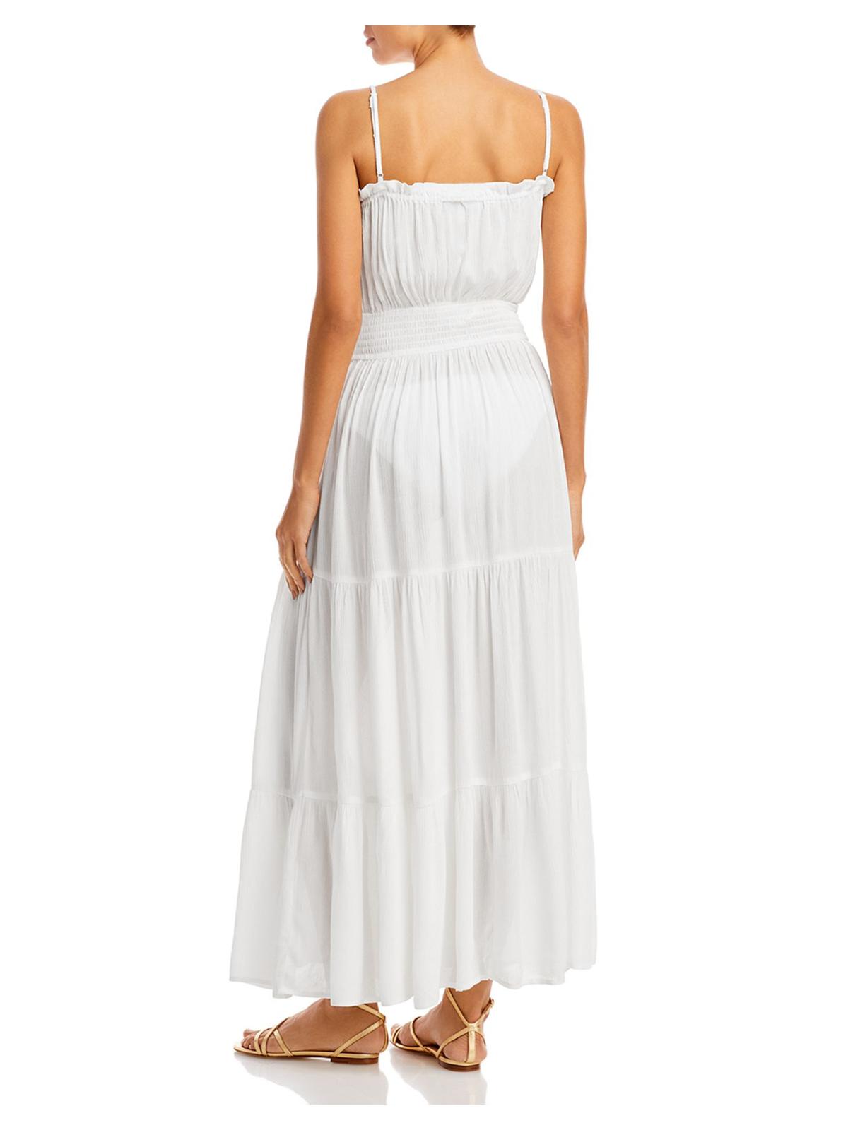 Vestido longo feminino Aqua com camadas, roupa de banho, branco, tamanho médio