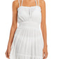 Vestido longo feminino Aqua com camadas, roupa de banho, branco, tamanho médio