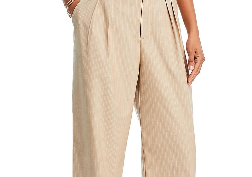 Calça Plissada Wayf Pinstripe Branca