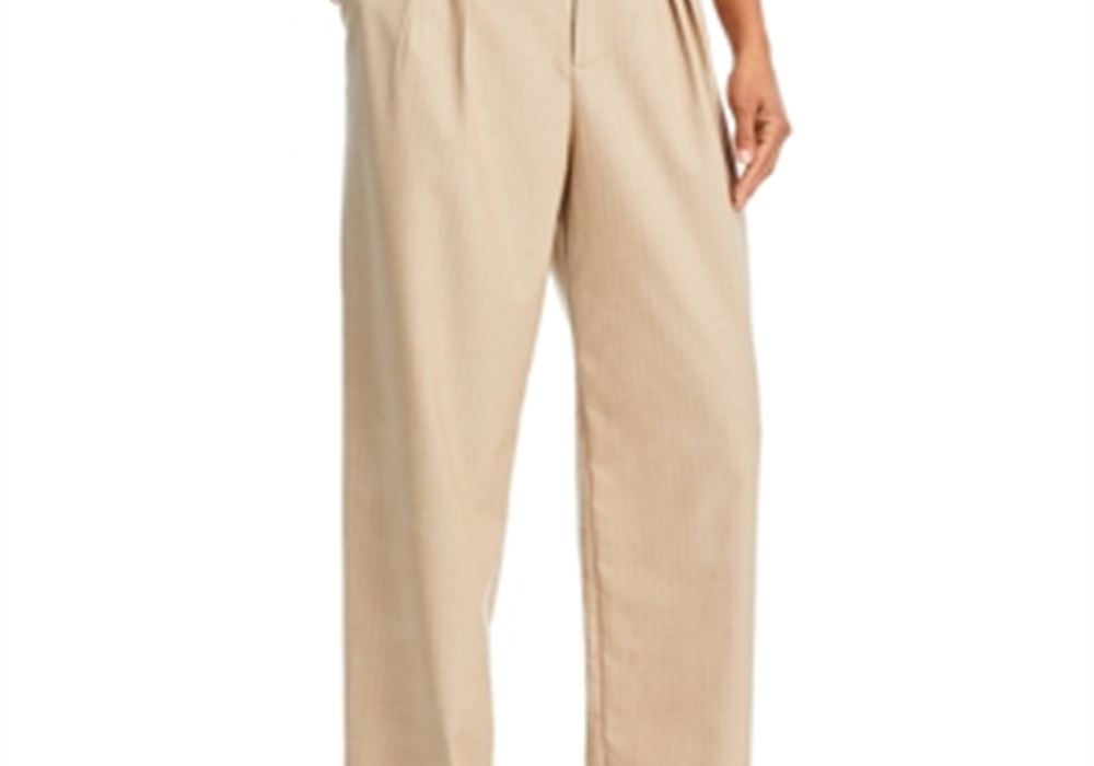 Calça Plissada Wayf Pinstripe Branca