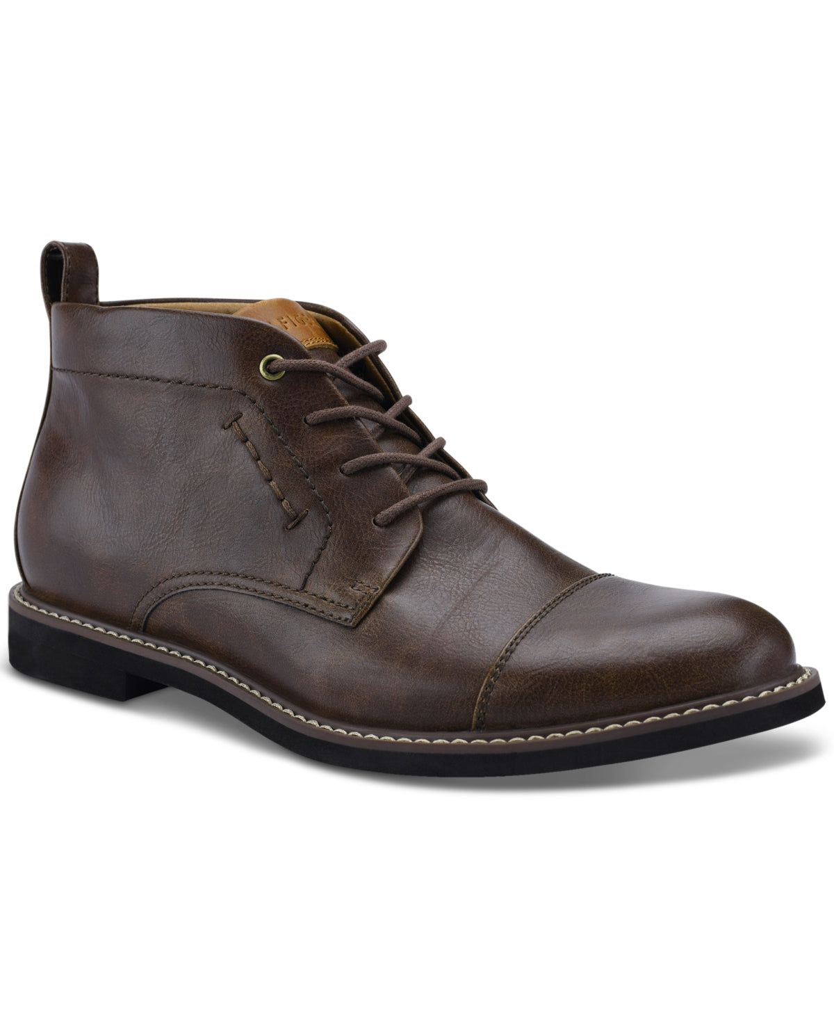 Tommy Hilfiger Gibby Faux Leather Cap Toe Chukka Boots Masculino Marrom Tamanho 12 M