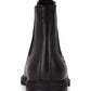 Calvin Klein Masculino Puxador Goring Amortecido Fenwick Bico Redondo Salto Bloco Couro Chelsea Preto Tamanho 7,5 M