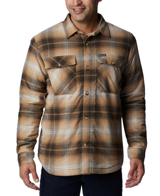 Jaqueta masculina Columbia xadrez com forro de sherpa marrom tamanho extragrande