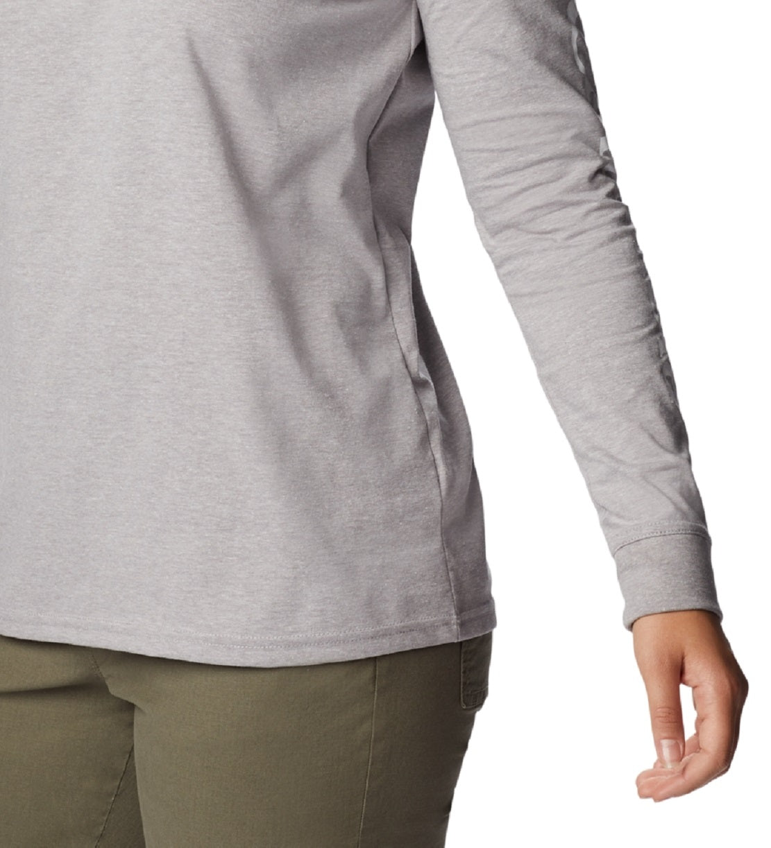 Camiseta Columbia North Cascades de algodão manga comprida feminina, cinza, tamanho grande