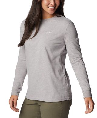 Camiseta Columbia North Cascades de algodão manga comprida feminina, cinza, tamanho grande