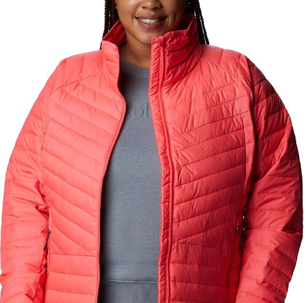 Casaco acolchoado com gola falsa Columbia Powder Lite feminino, vermelho, tamanho 1X