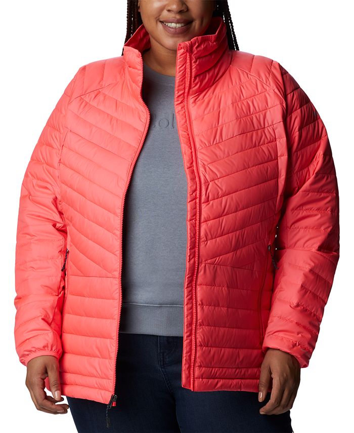 Casaco acolchoado com gola falsa Columbia Powder Lite feminino, vermelho, tamanho 1X