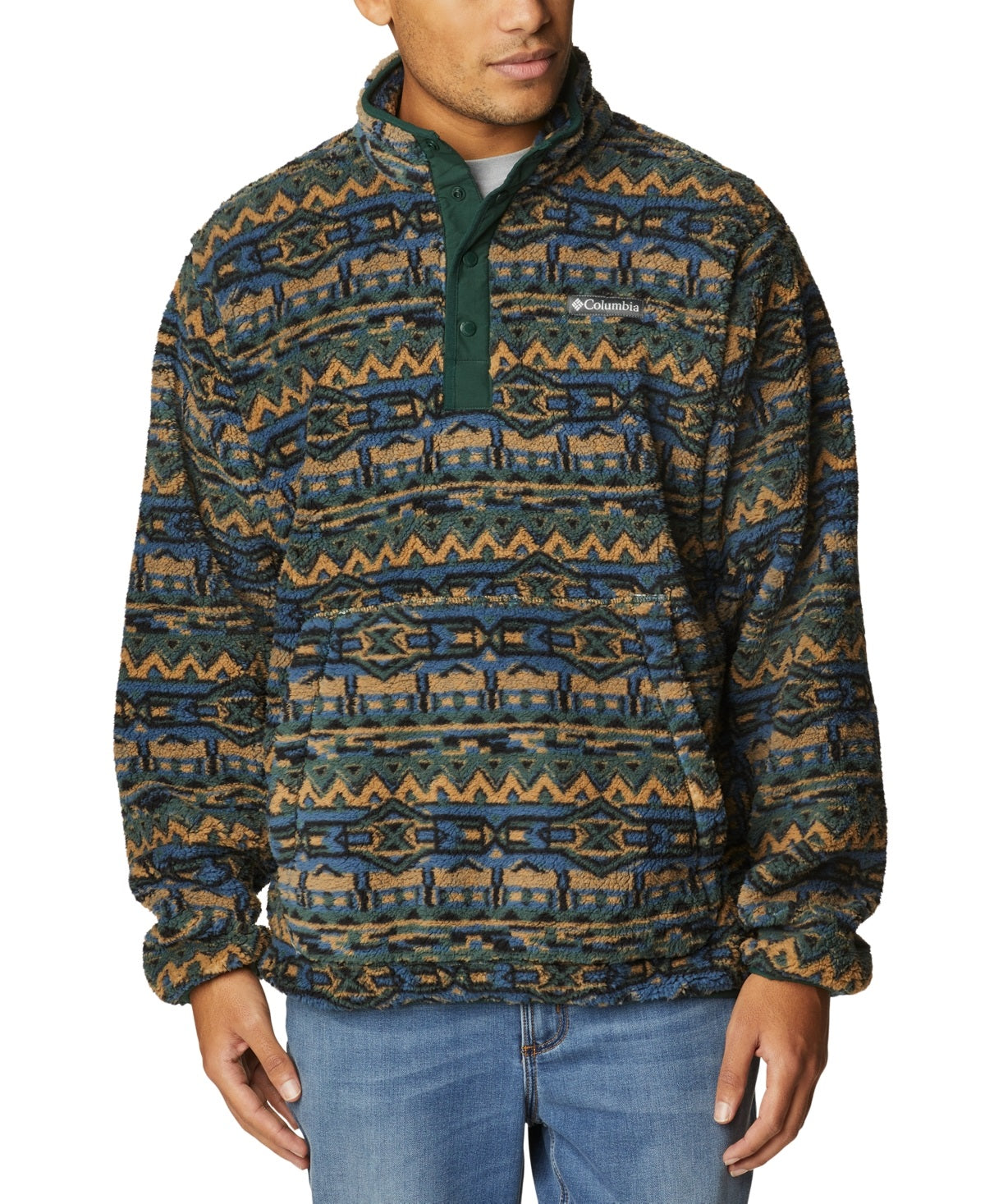 Jaqueta Columbia Rugged Ridge Geo Print Fleece Masculina Verde Tamanho X-G