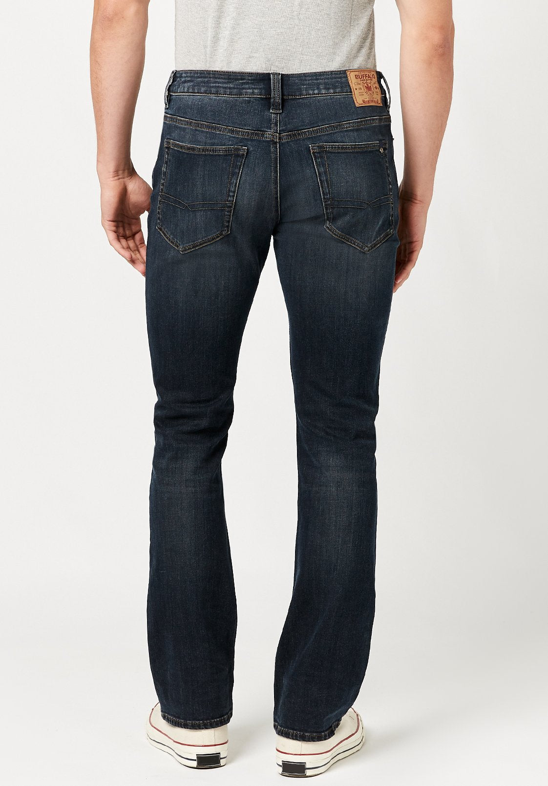 Calça jeans masculina Buffalo David Bitton Boot King Slim Stretch azul tamanho 32