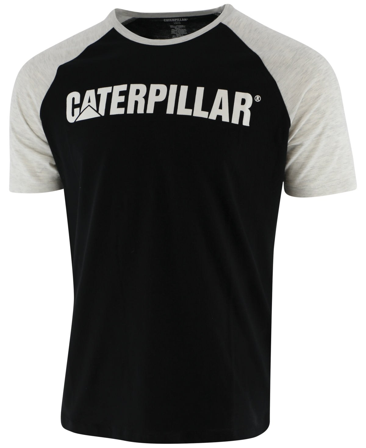 Camiseta masculina com logotipo da equipe Caterpillar, preta, tamanho médio