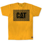 Camiseta masculina Caterpillar com estampa de diamante e logotipo gráfico, tamanho pequeno, amarela
