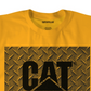 Camiseta masculina Caterpillar com estampa de diamante e logotipo gráfico, tamanho pequeno, amarela